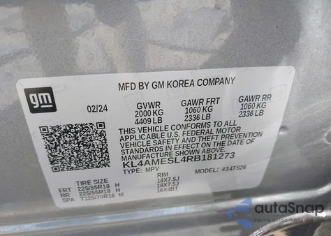 2024 Buick Encore Gx Sport Touring Awd из США, поврежденный, VIN KL4AMESL4RB181273